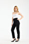 Women's Black High Waist Steel Interlock Side Zipper Trousers - 3