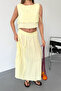 Women's Skirt Blouse 100% Cotton Double Set Yellow - 26Y 6031 - 2