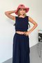 Women's Skirt Blouse 100% Cotton Double Set Navy Blue - 26Y 6031 - 5