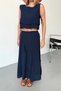 Women's Skirt Blouse 100% Cotton Double Set Navy Blue - 26Y 6031 - 2