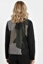 Green Black Lona Leather over Tulle Printed Women's Genuine Leather Jacket - 3