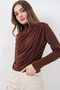 925 Ruched Detail Sandy Bluz - A.Kahve - 3
