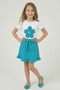 Girl's Turquoise Daisy T-Shirt Turquoise Ruffle Skirt April 23 Show Outfit Set