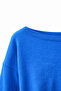 6988 Women's Asymmetrical Rib Cut Boat Neck Knit Sweater Blue - 2