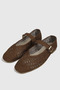 Ahri coffee brown belt detail blunt toe women's flat shoes - 6