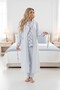 Women's Blue Floral Button Detailed Soft Textured Plus Size Maternity Pajama Set