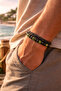 Men's Genuine Leather and Natural Stone Magnet Clip Double Combination Bracelet - 2