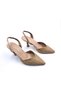 Straw Detailed Goblet Heel Sling Back Closed Toe Beige Color Women's Shoes - 3