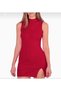 Sleeveless Corded Fabric Side Slit Detailed Crew Neck Mini Knitwear Dress New - 3