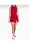 Sleeveless Corded Fabric Side Slit Detailed Crew Neck Mini Knitwear Dress New
