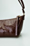 Wrinkled Leather Mini Shoulder Bag with Adjustable Strap, Zippered Women's Bag - 2