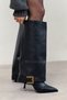 Sery Black Matte Gaiter Buckle Detail Pointed Toe Women's Heeled Boots