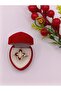 Gold/Claret Red Minelled, Zircon Stone Daisy Ring - 3