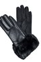 Women's Leather Top - Suede Fur Bottom and Zigzag Detailed Gloves (Water and Cold Resistant) - 2