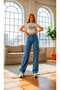 Clara Stretch Fabric Women's Dark Cargo Wash Super High Waist Loose Leg Denim Loose Palazzo Pants - 7