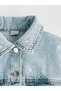Lcw Kids Blue Floral Embroidered Girls' Jean Jacket - 2