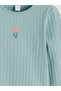 Lcw Kids Green Crew Neck Embroidered Girls' T-Shirt and Leggings - 7