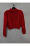 Women's Short Half Turtleneck Knitwear Knitted Fire Red Sweater - 4