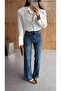 Wide Leg Raw Hem Blue Jean - 4