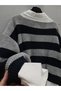 Women's White Shirt and Navy Blue Striped 2-Piece Top Sweater Shirt Set - 9
