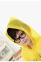 Unisex Children's Yellow Water-Resistant Raincoat with Snap Fasteners Hooded - 5