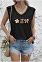 Bear Flower Ribbon Printed Women's Oversize Sleeveless T-Shirt