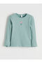Lcw Kids Green Crew Neck Embroidered Girls' T-Shirt and Leggings - 3