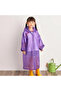 Unisex Children's Purple Water-Resistant Raincoat with Snap Fasteners and Hood - 5