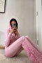 Cheetah Pink Leopard Premium Slim Fit Zippered Casual Tracksuit Set - 4