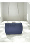 Navy Blue Luxury Suede Crystal Stone Metal Handle Chain Women's Evening Dress Bag Wedding Engagement Graduation - 5