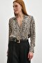 Women's V-Neck Premium Fabric Snake Patterned Stylish Shirt Cnt6700