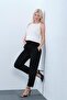Maternity Flexible Abdominal Band Adjustable Waist Mom Fit Classic Fabric Trousers Black - 6