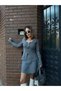 Double Zippered Cardigan Skirt Suit - Smoked - 2