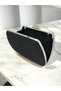 Black Luxury Suede Crystal Stone Metal Handle Chain Women's Evening Dress Bag Wedding Engagement Graduation - 4