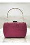 Burgundy Luxury Suede Crystal Stone Metal Handle Chain Women's Evening Dress Bag Wedding Engagement Graduation - 3