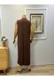 Long Undergarment Dress 135 cm Sleeveless Crew Neck Lining Made of Quality Combed Cotton Fabric Brown - 4
