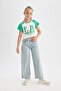 Crop Crew Neck Printed Short Sleeve T-Shirt Girls (24 Sm)