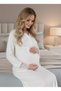 New Season Ecru Lace Full Length Button Detailed 100% Cotton Design Maternity Nightgown - 5