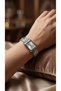 Women's Steel Watch Vintage Square Case Silver Color Classic Band Wristwatch, Old Money, Limited Edition - 3
