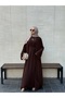طقم عباية من قماش الكريب المزدوج مع حزام كفتان
