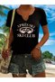 Women's Apres Ski Printed Half V-Neck Sleeves Regular Fit Comfortable T-Shirt