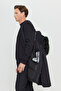 Men's Black Standard Fit Shearling Fur Hooded Zippered Side Pocket Thick Padded Coat - 4