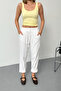Women's Adjustable Waist Double Pocket Pants White - 26Y Yp5295 - 2