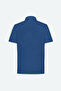 Men's Navy Blue Comfort Fit Relaxed Cut Polo Collar Cotton Short Sleeve T-Shirt - 8