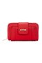 Women's Red Zippered Wallet with Leather-Look Card Holder Compartments, Medium Size Stylish Hand Wallet, Triple Set - 3