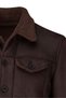 Brown Slim Fit Peter Pan collar Leather Coat - 2