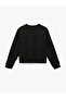 Oversized Long Sleeve Glittery Crew Neck Sweatshirt - 4