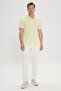 Men's Yellow Slim Fit Slim Fit Polo Collar 100% Cotton Short Sleeve T-Shirt - 2