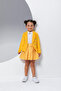 Girl's Stylish Yellow Blazer Jacket with Button Detail - 6