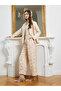 Women Beige Jacquard Wide Leg Trousers